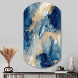 Blue And White Abstracted Liquid Art III - Asymmetric Metal Wall Art