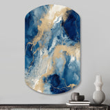 Blue And White Abstracted Liquid Art III - Asymmetric Metal Wall Art