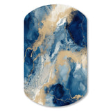 Blue And White Abstracted Liquid Art III - Asymmetric Metal Wall Art