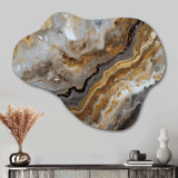 Gold And Grey A Marble Effect I - Asymmetric Metal Wall Art