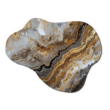 Gold And Grey A Marble Effect I - Asymmetric Metal Wall Art