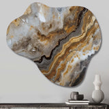 Gold And Grey A Marble Effect I - Asymmetric Metal Wall Art