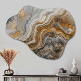 Gold And Grey A Marble Effect II - Asymmetric Metal Wall Art