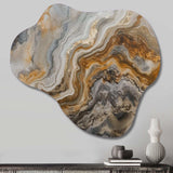 Gold And Grey A Marble Effect II - Asymmetric Metal Wall Art