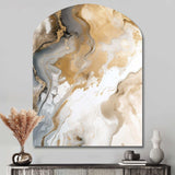 Gold And Grey A Marble Effect V - Asymmetric Metal Wall Art