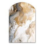 Gold And Grey A Marble Effect V - Asymmetric Metal Wall Art