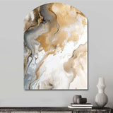 Gold And Grey A Marble Effect V - Asymmetric Metal Wall Art