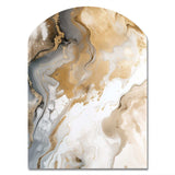 Gold And Grey A Marble Effect V - Asymmetric Metal Wall Art