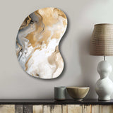 Gold And Grey A Marble Effect V - Asymmetric Metal Wall Art