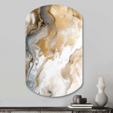 Gold And Grey A Marble Effect V - Asymmetric Metal Wall Art