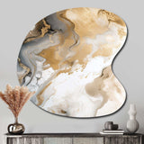 Gold And Grey A Marble Effect V - Asymmetric Metal Wall Art