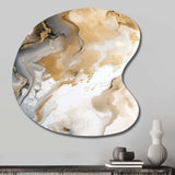 Gold And Grey A Marble Effect V - Asymmetric Metal Wall Art