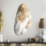 Gold And Grey A Marble Effect V - Asymmetric Metal Wall Art