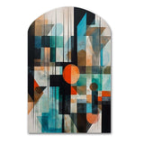 Orange Abstracted Geometric Explorations I - Asymmetric Metal Wall Art