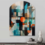 Orange Abstracted Geometric Explorations I - Asymmetric Metal Wall Art