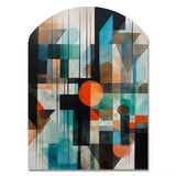 Orange Abstracted Geometric Explorations I - Asymmetric Metal Wall Art