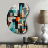 Orange Abstracted Geometric Explorations I - Asymmetric Metal Wall Art