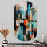 Orange Abstracted Geometric Explorations I - Asymmetric Metal Wall Art