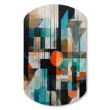 Orange Abstracted Geometric Explorations I - Asymmetric Metal Wall Art