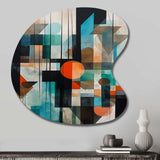 Orange Abstracted Geometric Explorations I - Asymmetric Metal Wall Art