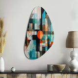 Orange Abstracted Geometric Explorations I - Asymmetric Metal Wall Art