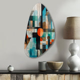 Orange Abstracted Geometric Explorations I - Asymmetric Metal Wall Art