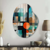 Orange Abstracted Geometric Explorations I - Asymmetric Metal Wall Art