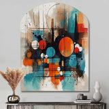 Orange Abstracted Geometric Explorations III - Asymmetric Metal Wall Art