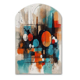 Orange Abstracted Geometric Explorations III - Asymmetric Metal Wall Art