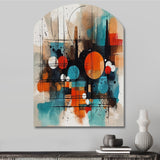 Orange Abstracted Geometric Explorations III - Asymmetric Metal Wall Art