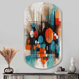 Orange Abstracted Geometric Explorations III - Asymmetric Metal Wall Art