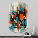 Orange Abstracted Geometric Explorations III - Asymmetric Metal Wall Art