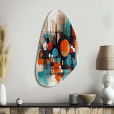 Orange Abstracted Geometric Explorations III - Asymmetric Metal Wall Art