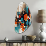 Orange Abstracted Geometric Explorations III - Asymmetric Metal Wall Art