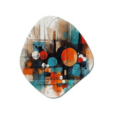 Orange Abstracted Geometric Explorations III - Asymmetric Metal Wall Art