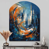 Orange And Blue Geometric Equilibrium IV - Asymmetric Metal Wall Art