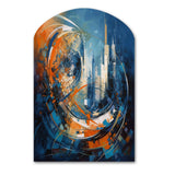 Orange And Blue Geometric Equilibrium IV - Asymmetric Metal Wall Art