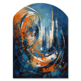 Orange And Blue Geometric Equilibrium IV - Asymmetric Metal Wall Art