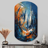 Orange And Blue Geometric Equilibrium IV - Asymmetric Metal Wall Art