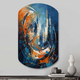 Orange And Blue Geometric Equilibrium IV - Asymmetric Metal Wall Art