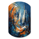 Orange And Blue Geometric Equilibrium IV - Asymmetric Metal Wall Art