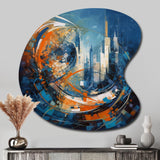 Orange And Blue Geometric Equilibrium IV - Asymmetric Metal Wall Art