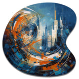 Orange And Blue Geometric Equilibrium IV - Asymmetric Metal Wall Art