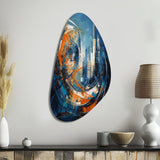 Orange And Blue Geometric Equilibrium IV - Asymmetric Metal Wall Art