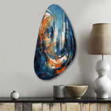 Orange And Blue Geometric Equilibrium IV - Asymmetric Metal Wall Art