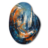 Orange And Blue Geometric Equilibrium IV - Asymmetric Metal Wall Art