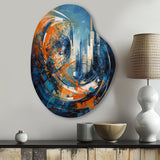 Orange And Blue Geometric Equilibrium IV - Asymmetric Metal Wall Art