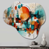 Orange Geometric Energy - Asymmetric Metal Wall Art