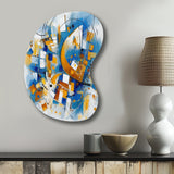 Blue Abstracted Fractals And Dimensions I - Asymmetric Metal Wall Art