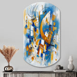 Blue Abstracted Fractals And Dimensions I - Asymmetric Metal Wall Art